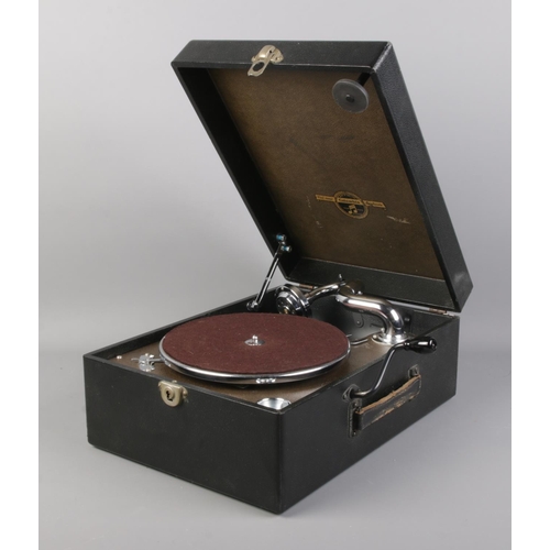 179 - A Columbia Viva Tonal Grafonola portable gramophone, with detachable winding handle.