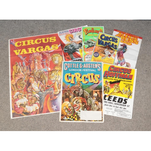 396 - A collection of mostly English circus posters including Circus Hoffman, Cottle & Austen's Circus and... 