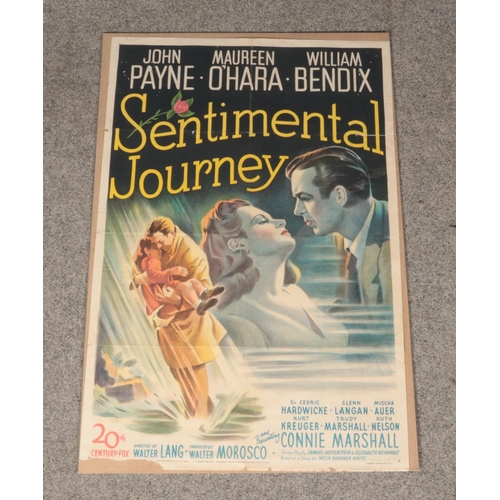 406 - Sentimental Journey starring John Payne, Maureen O'Hara and William Bendix. 1946 British quad poster... 