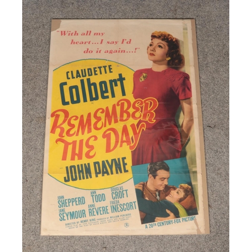 408 - Remember The Day starring John Payne and Claudette Colbert. British quad poster (30