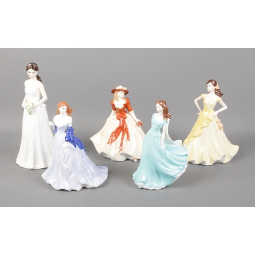 76 - Five Royal Worcester and Coalport figures, most boxed, including Catherine Duchess of Cambridge, Vic... 