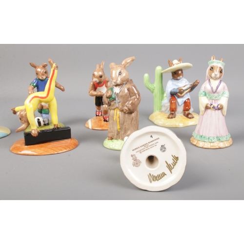 492 - A collection of Royal Doulton Bunnykins ceramic figures, to include 5 Olympic sporting examples (Run... 