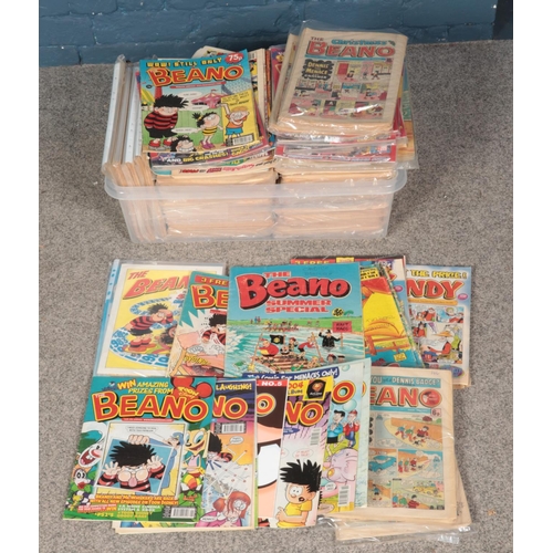 601 - A large collection of Beano and Dandy comics including Summer Special, Dandy 50, etc.