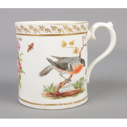 367 - A late 18th/early 19th century cup with gilt borders and hand painted bird and floral decoration. Po... 