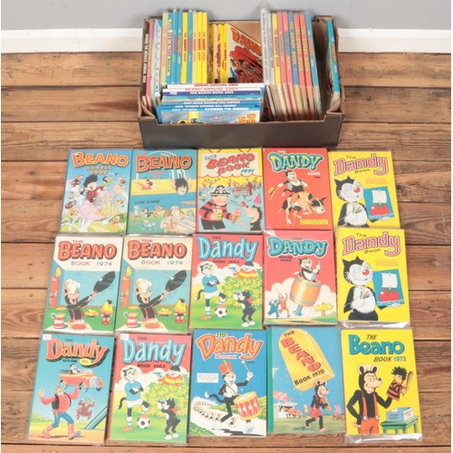 445 - A box of Beano and Dandy annuals. Includes 1970s examples, etc.