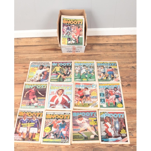 464 - A box of Shoot! magazine. Includes 1970s and 80s examples.