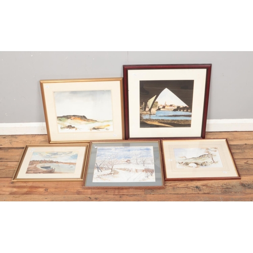 248 - A collection of framed watercolours depicting seaside and country landscapes including A. Linley, D.... 