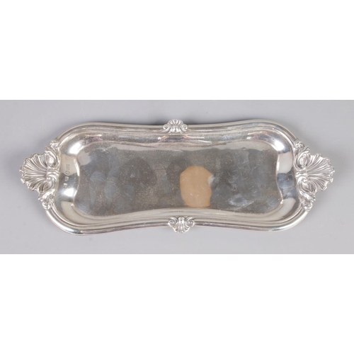 375 - A Victorian silver snuffer tray featuring shell decoration and engraving to reverse reading 