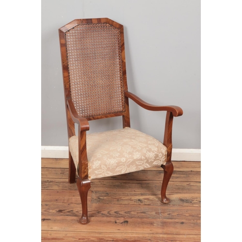 403 - Bergere back chair with veneer frame.