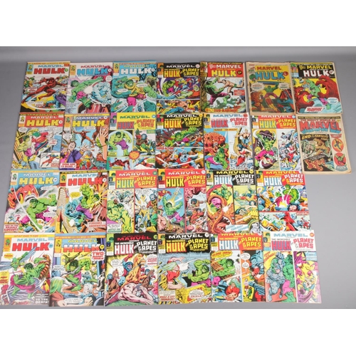 420 - A large quantity of 1970s The Mighty World of Marvel The Incredible Hulk comics. Approximately 60.