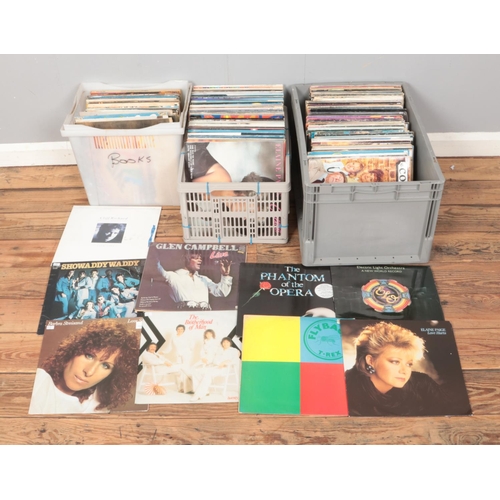 140 - Three boxes of vinyl LP records of mainly pop and easy listening to include Cliff Richard, James Las... 