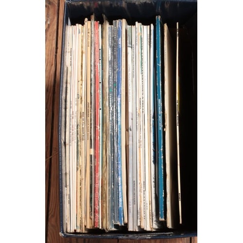 146 - Three boxes of vinyl LP records of mainly pop and easy listening including David Bowie, Jeff Lynne's... 