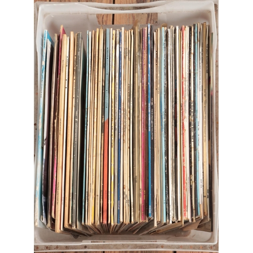 146 - Three boxes of vinyl LP records of mainly pop and easy listening including David Bowie, Jeff Lynne's... 