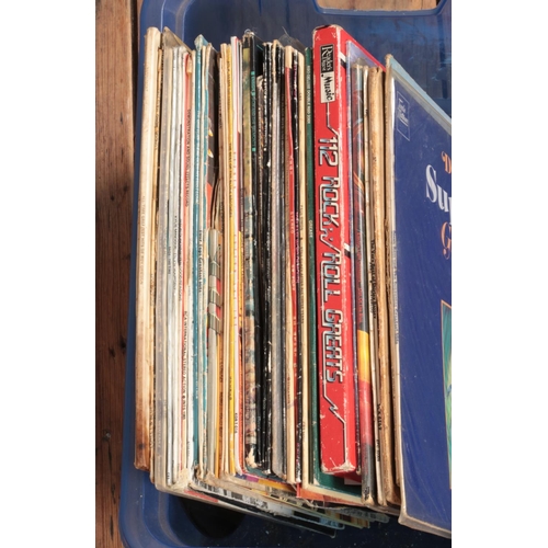 146 - Three boxes of vinyl LP records of mainly pop and easy listening including David Bowie, Jeff Lynne's... 