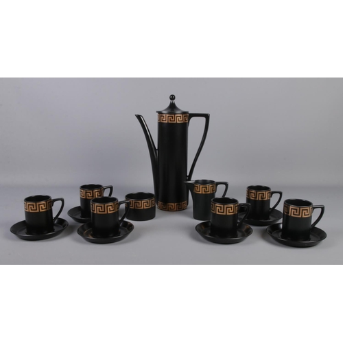 30 - A Portmerion 'Greek Key' coffee service, designed by Susan Williams-Ellis. Comprising of six cups an... 