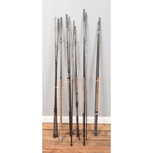 187 - Six Shakespeare fishing rods including President Super Match and Sigma Supra.