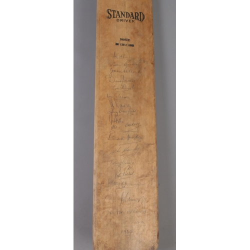 58 - A collection of signed sporting ephemera, to include 1960's signed cricket bat, including signatures... 