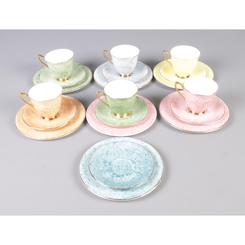 81 - A collection of Royal Albert Gossamer pattern trios. Five are complete also includes incomplete piec... 