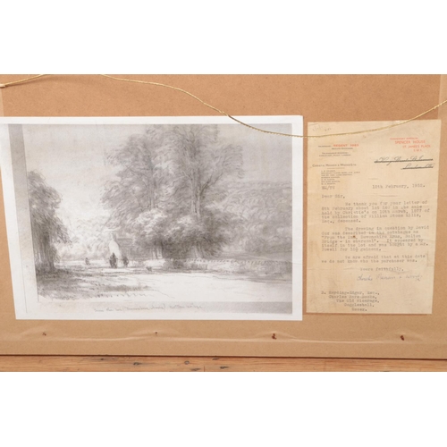 290 - David Cox (1783-1859), a gilt framed charcoal drawing, From The Inn At Bolton Bridge. Described belo... 