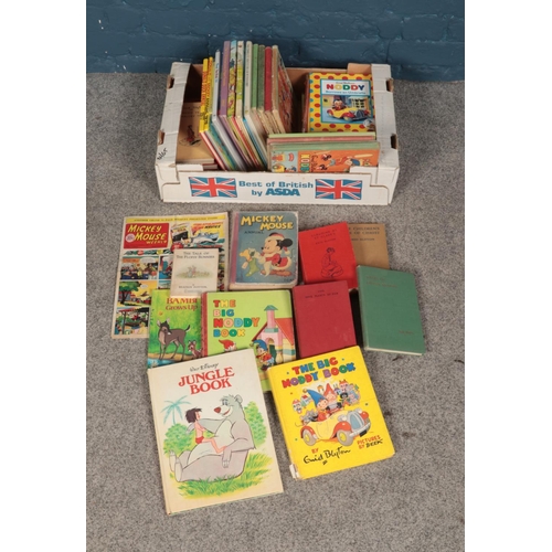 474 - A box of Enid Blyton and Disney books including the Mickey Mouse Annual Christmas 1946, Noddy, Five ... 