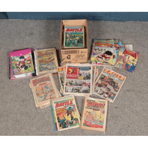 479 - One box of mixed comics including Beano, Eagle, Beezer, Dandy, Battle and more