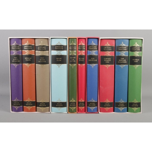 497 - Folio Society; A set of ten Anthony Trollope cased books, to include 'The Pallister Novels', 'Orley ... 