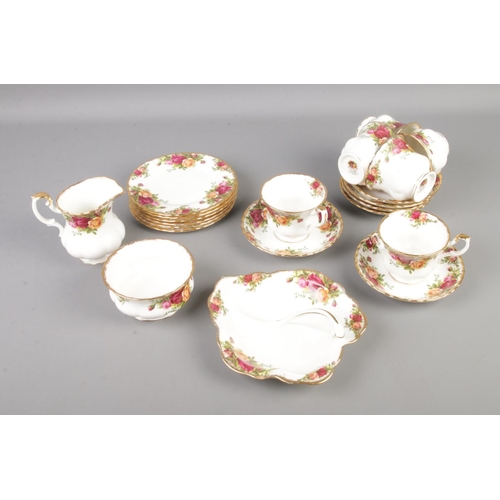 152 - A Royal Albert Old Country Roses tea set including six tea cups and saucers, sugar bowl, milk jug an... 