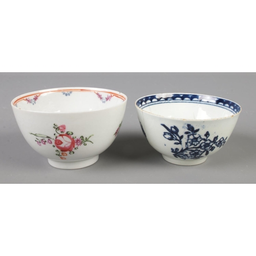 156 - Two late 18th/early 19th century tea bowls. One possibly Newhall or Keeling.