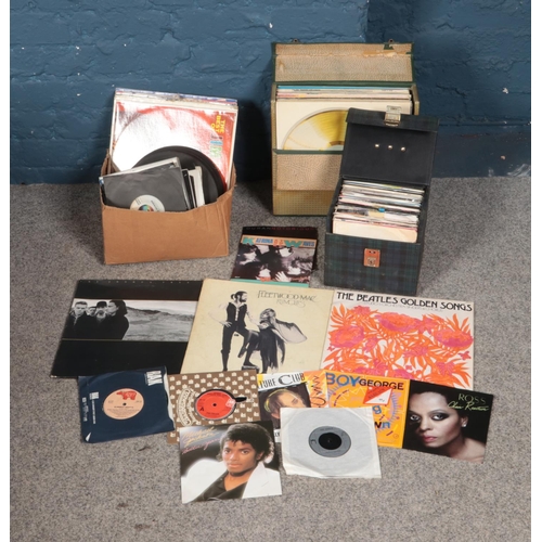 178 - Two carry cases and one box of vinyl records and singles of mainly pop and easy listening examples. ... 