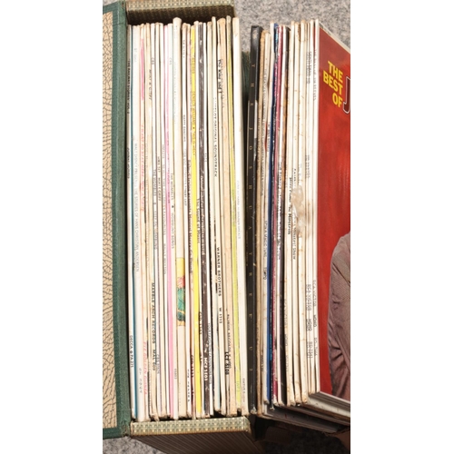 178 - Two carry cases and one box of vinyl records and singles of mainly pop and easy listening examples. ... 