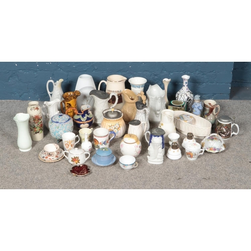 218 - Two boxes of mixed ceramics including Portmerion, Noritake, Royal Doulton, Wedgwood and more.