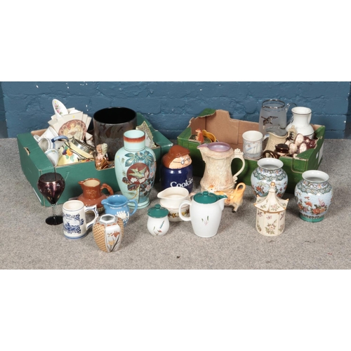 226 - Two large boxes of mixed ceramics, glassware and other collectables including Masons, Wade and more