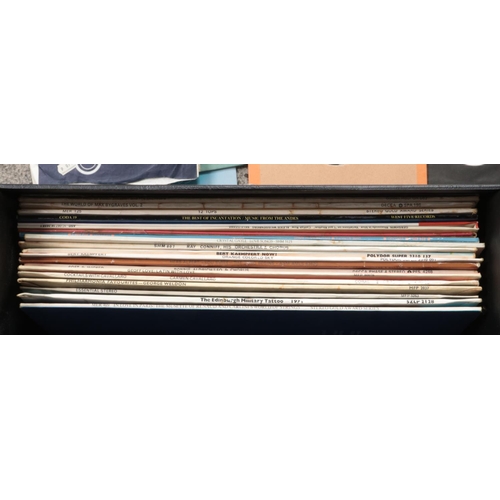 245 - Three carry cases of LP and single records. Includes The Kinks, Kiss, Cat Stevens, Fleetwood Mac etc... 