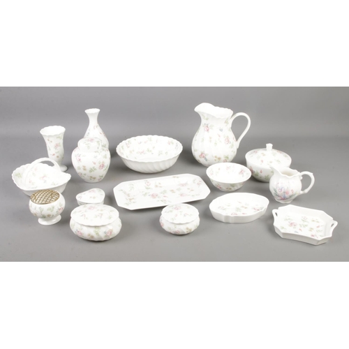 48 - A collection of mainly Wedgwood Rosehip ceramics. To include jug, basket, bowl and lidded ginger jar... 