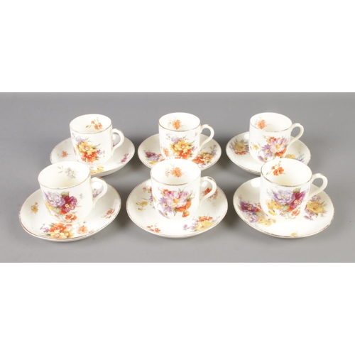 6 - A Royal Doulton part tea service decorated with flowers and gilt edge. Approx. 12 pieces comprising ... 