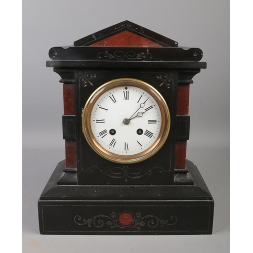 61 - A French slate 8 day mantel clock.