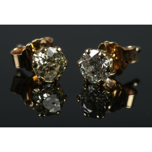 350 - A pair of 18ct gold and diamond stud earrings. Assayed for Sheffield and bearing makers mark for LW&... 