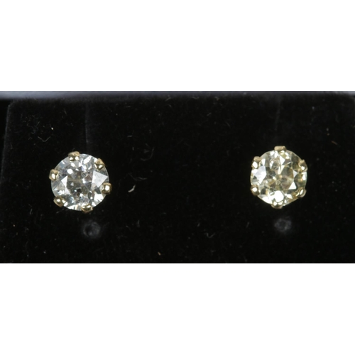 350 - A pair of 18ct gold and diamond stud earrings. Assayed for Sheffield and bearing makers mark for LW&... 