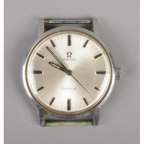 356 - A gents stainless steel Omega Geneve manual wristwatch head.