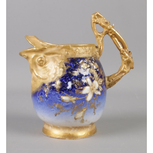 378 - A Turn-Teplitz bohemia jug with opening in the form of a fish.