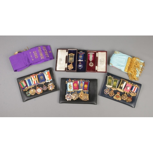 382 - A collection of Masonic medals including Royal Antediluvian Order of Buffaloes largely attributed to... 