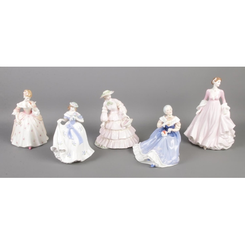 401 - A collection of ceramic figures; to include Royal Doulton 'Christine' (HN 3905) and 'Happy Anniversa... 