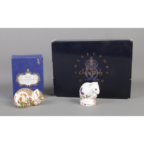 405 - Two Royal Crown Derby paperweights; comprising of Collectors Guild Doormouse and Cottage Garden Kitt... 