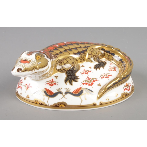 417 - A Royal Crown Derby paperweight, Crocodile by John Ablitt. Exclusive gold signature edition for The ... 