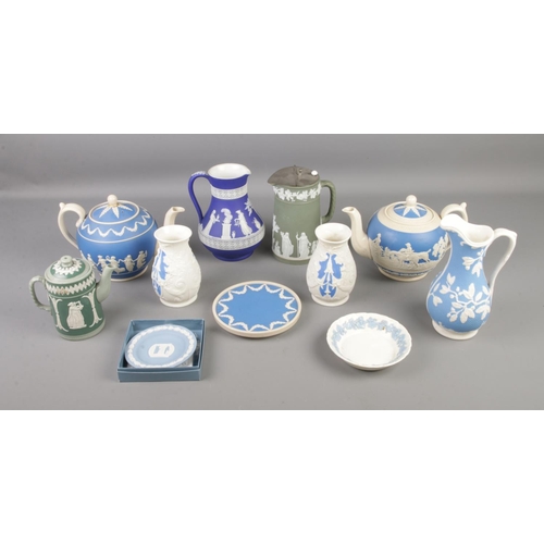 89 - A quantity of Jasperware including Wedgwood and Jasperware examples.