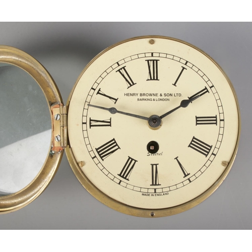 10 - A Henry Browne & Son Ltd (Barking & London) Sestral bulkhead clock, with Roman Numeral dial. Key pre... 