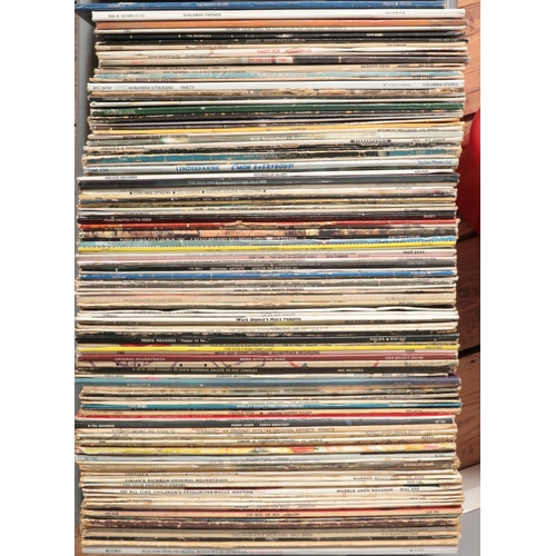 140 - Two boxes of rock/pop vinyl LP's including The Moody Blues, Spandau Ballet, Hot Chocolate, Bonzo Dog... 