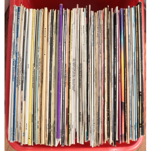 140 - Two boxes of rock/pop vinyl LP's including The Moody Blues, Spandau Ballet, Hot Chocolate, Bonzo Dog... 