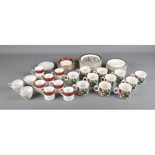 171 - One box of near complete tea sets including Franconia, Crown Staffordshire Lichfield and Doverstone.