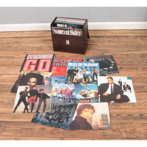 193 - A box of records to include Bon Jovi, Paul McCartney, Bob Marley, Europe and Blondie